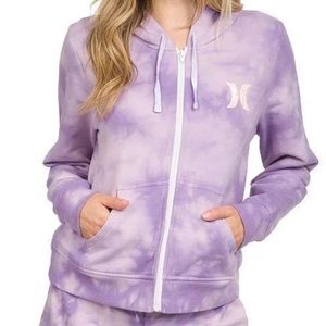 Hurley tie dye zipped cropped hoodie XS